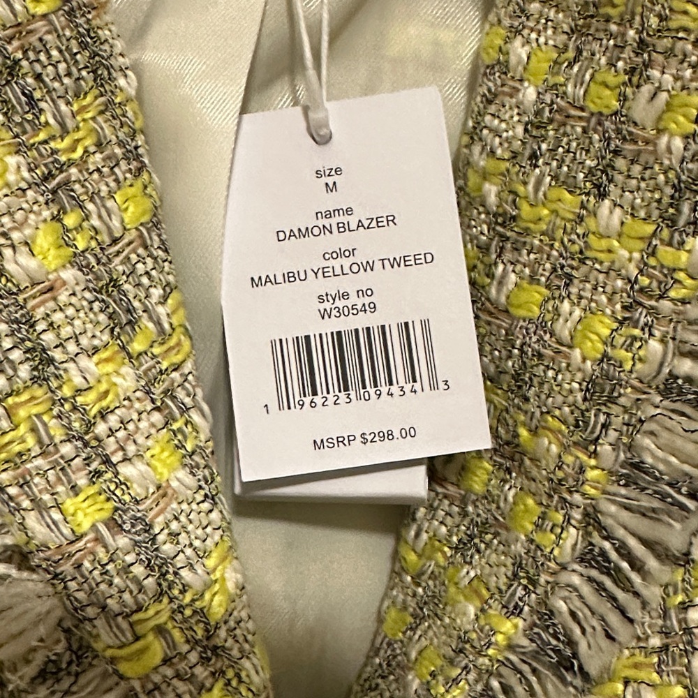 NWT ❤️ Walter Baker Malibu Yellow Tweed Damon Blazer - MSRP $298 - Picture 7 of 7